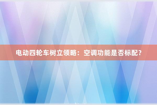 电动四轮车树立领略：空调功能是否标配？